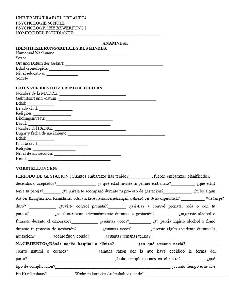 Anamnese Format | PDF