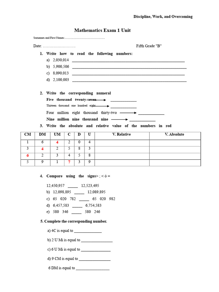Mathematics Exam 1 Unit | PDF | Mathematics