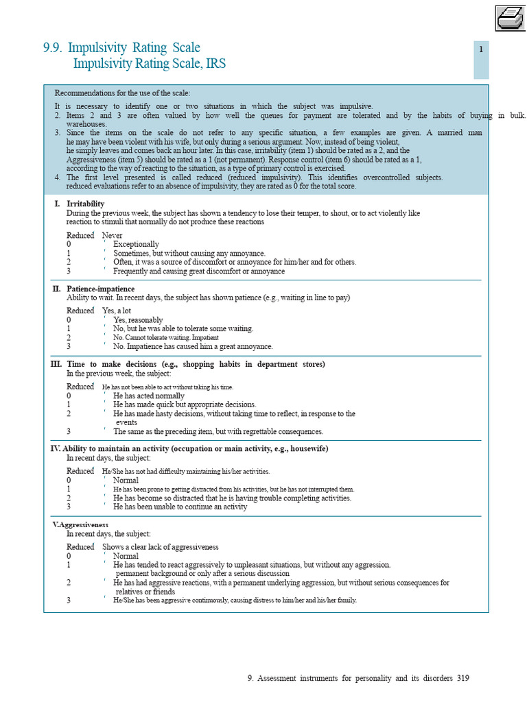 Impulsivity Rating Scale Overview | PDF | Impulsivity | Emotions