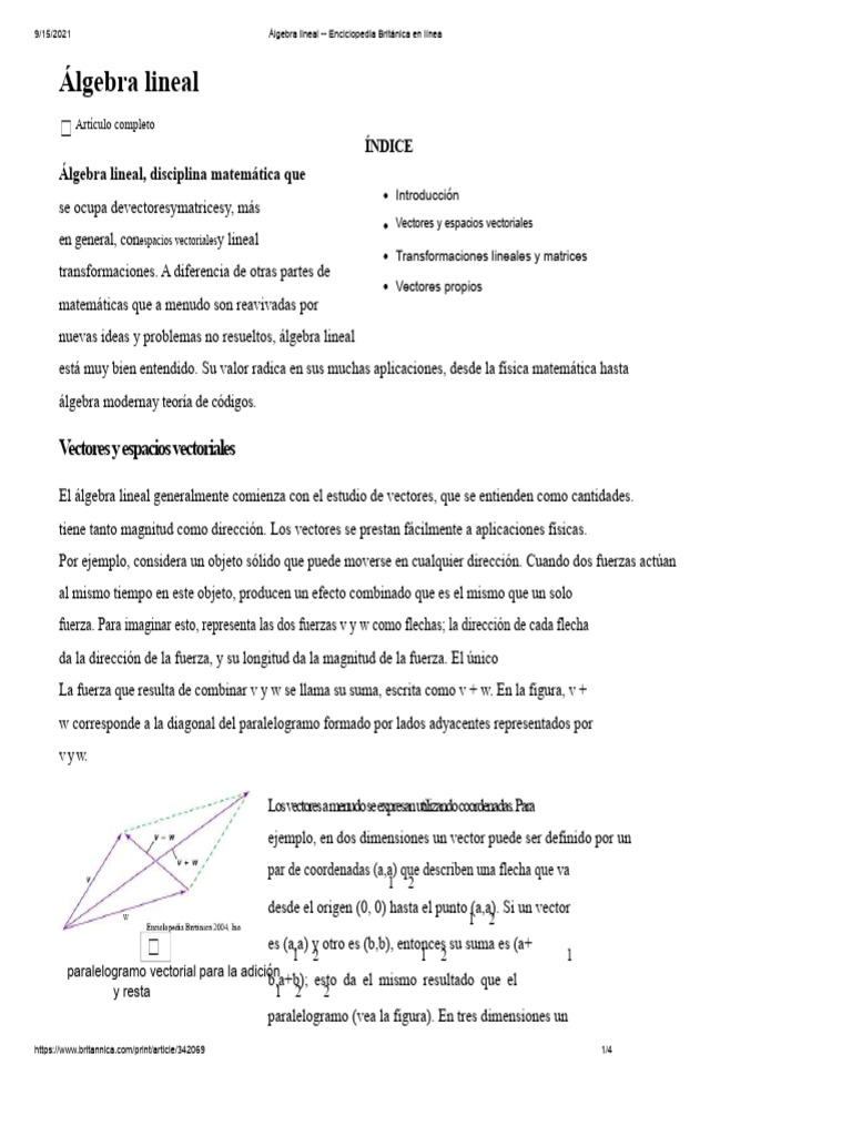 Fundamentos del Álgebra Lineal | PDF | Espacio vectorial | Vector ...
