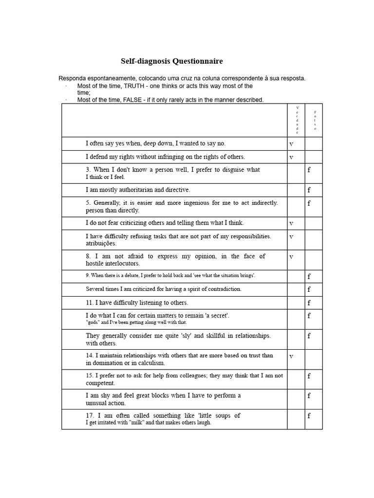 Self-Diagnosis Questionnaire for Communication Styles | PDF | Social ...