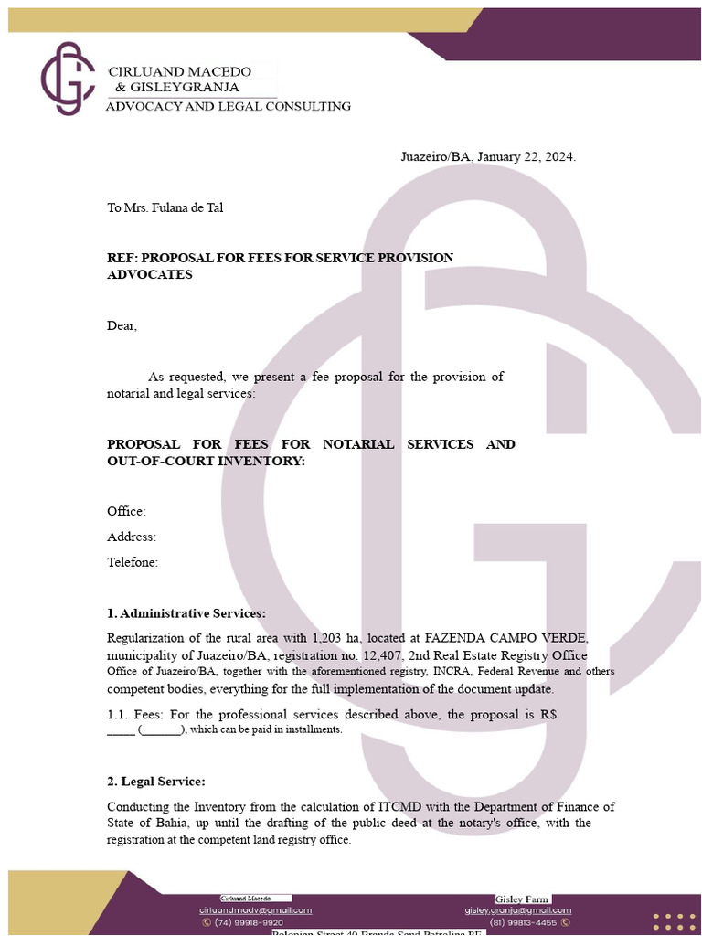 FEE PROPOSAL MODEL | PDF