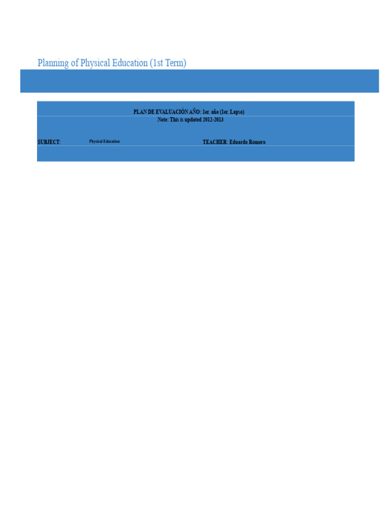 1st Term Physical Education Evaluation Plan | PDF