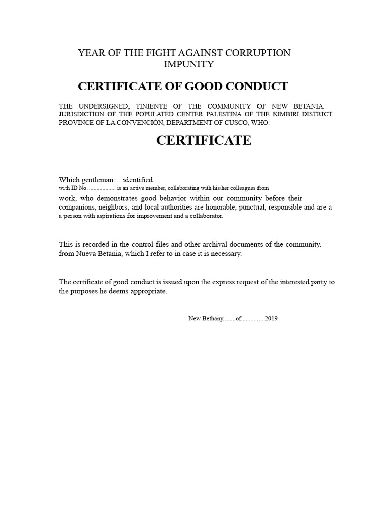 good conduct.docx | PDF