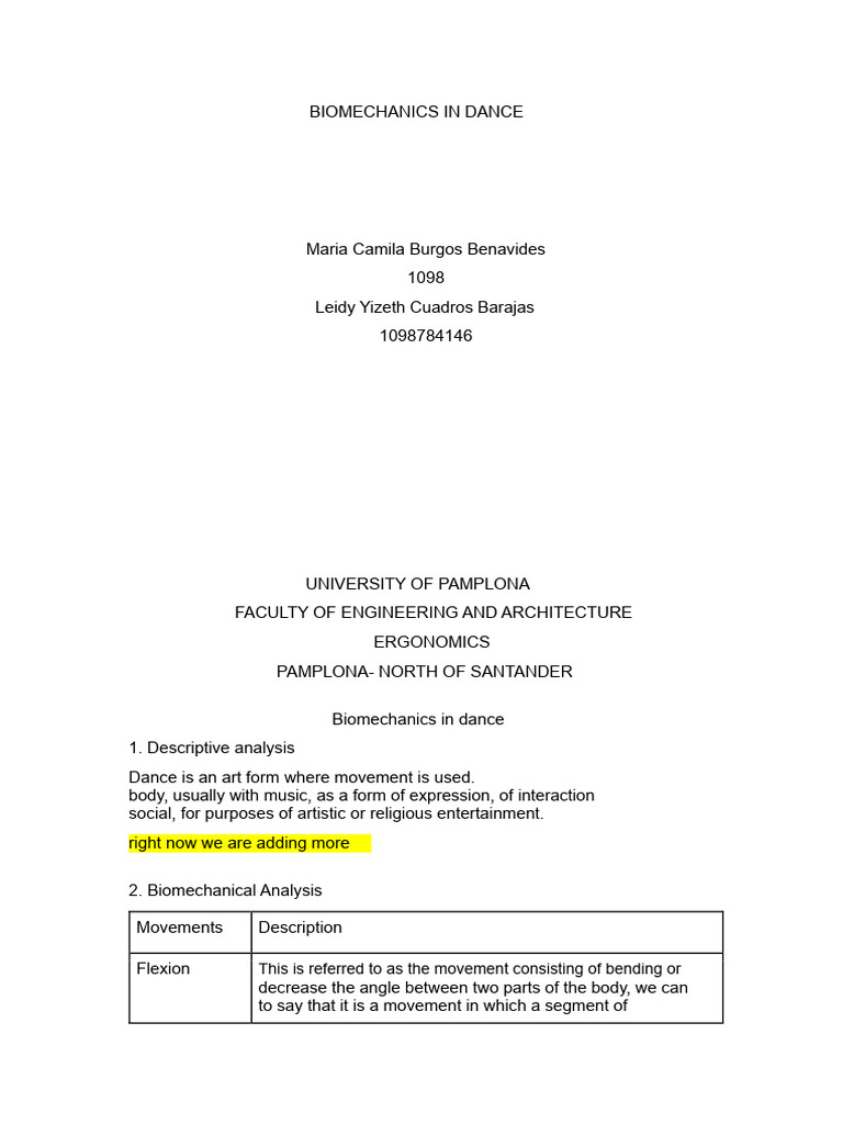 Biomechanics in Dance | PDF | Anatomical Terms Of Motion | Foot
