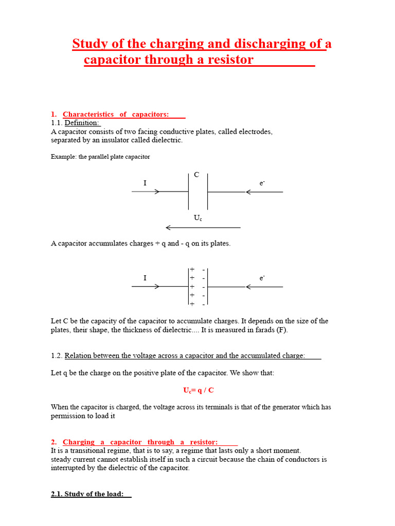 charging and discharging of a capacitor | PDF | Capacitor | Electricity