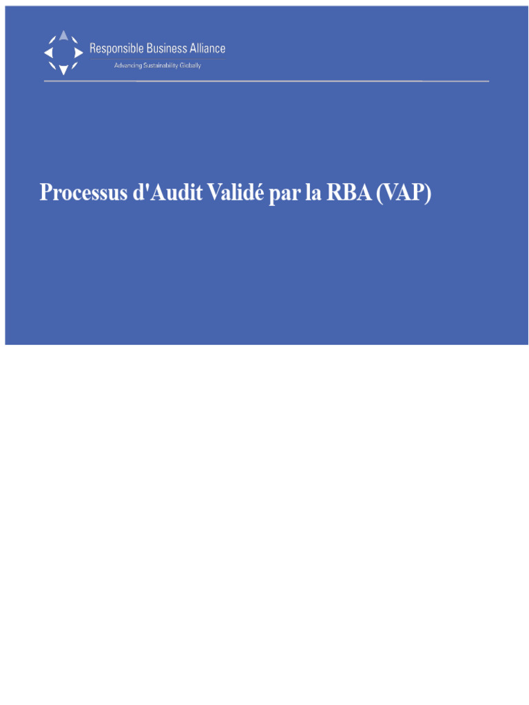 Audit VAP RBA : Guide et Processus | PDF | Audit