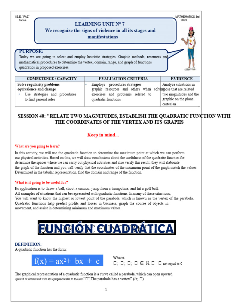 Understanding Quadratic Functions | PDF | Cartesian Coordinate System ...