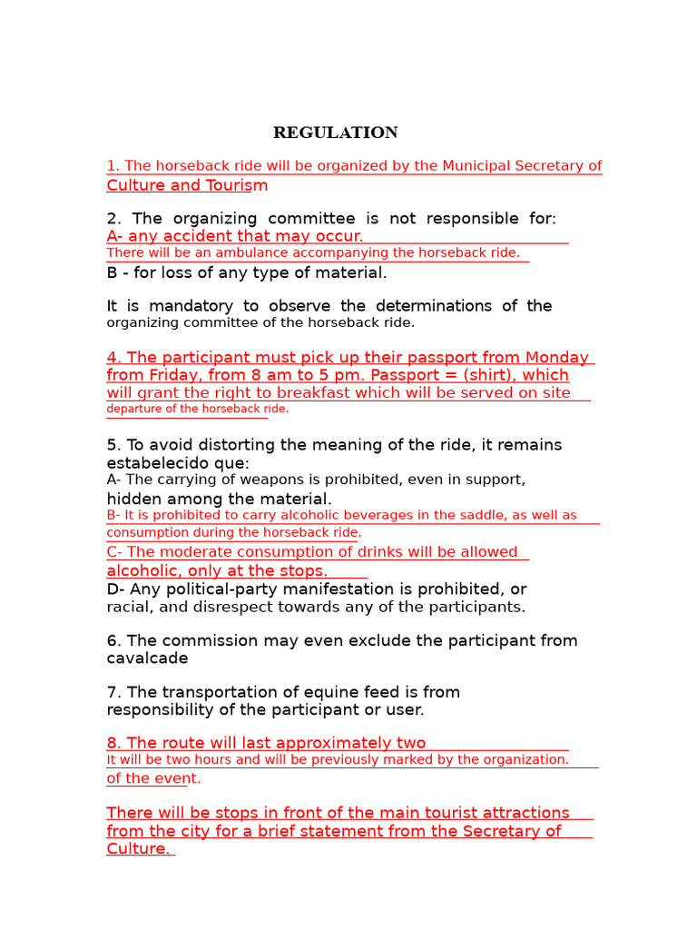Horseback Ride Regulations and Guidelines | PDF | Equestrianism