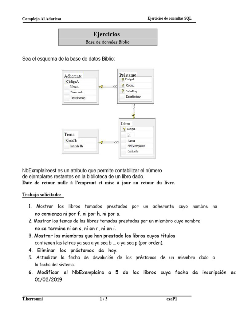 M 08 - Ejercicios de Consultas SQL - Biblio - V1 | PDF