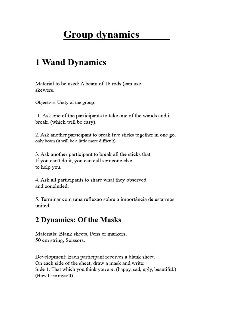 Group Dynamics Activities for Unity | PDF