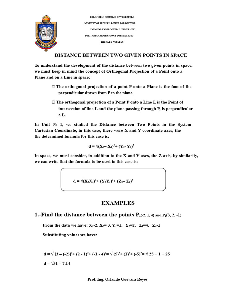 Distance Between Two Given Points in Space 2010 | PDF | Cartesian ...