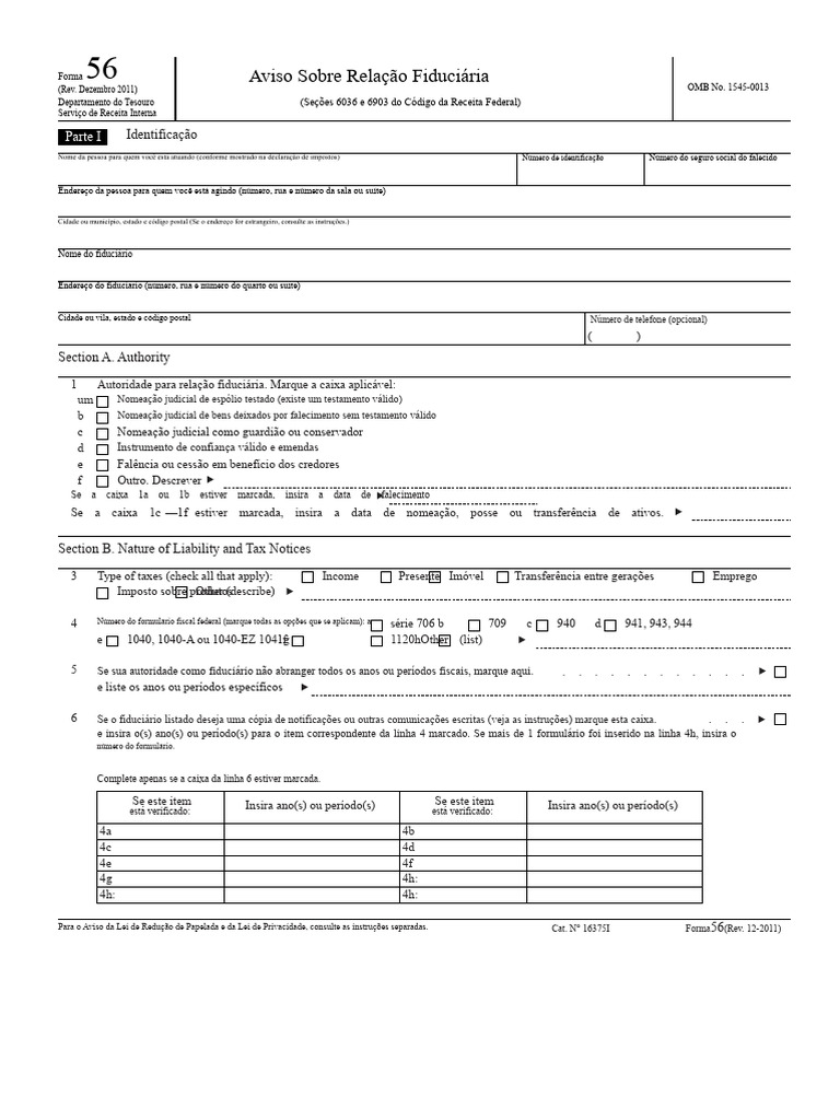 Aviso de Relação Fiduciária - Formulário 56 | PDF | Direito Privado