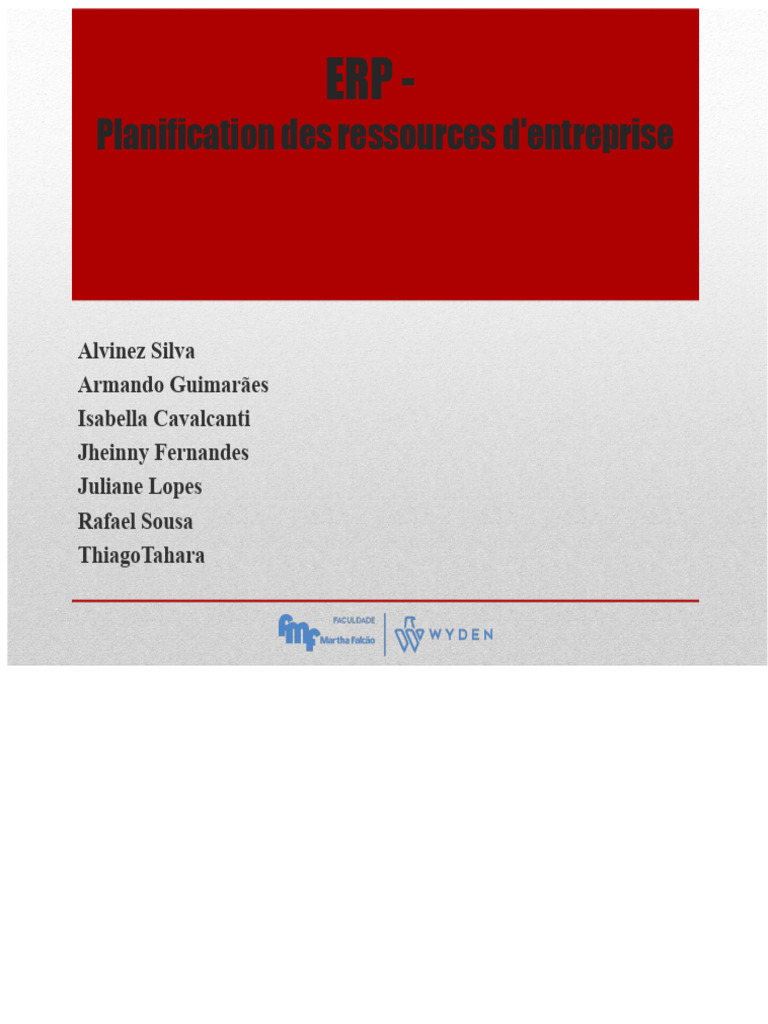 ERP : Histoire, Avantages et Marché | PDF | Progiciel de gestion ...