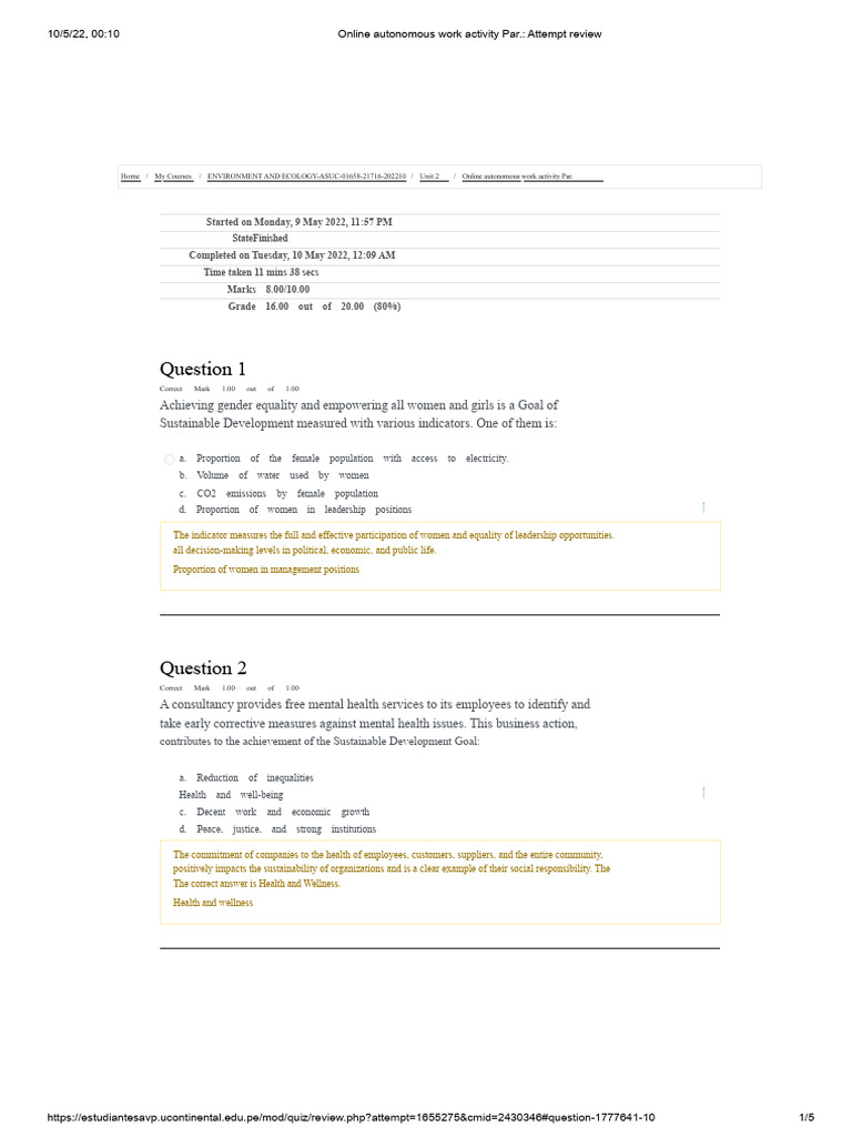 Sustainable Development Goals Quiz Review | PDF | Sustainability ...