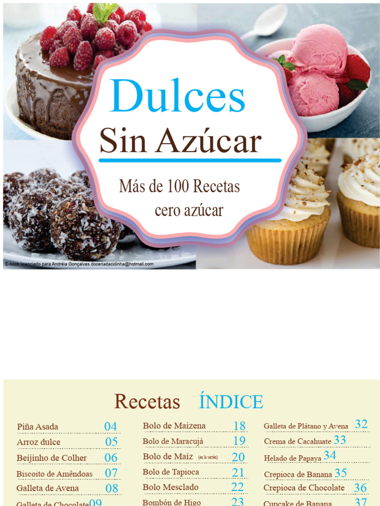Más de 100 Recetas de Dulces Sin Azúcar | PDF | Postres | Tarta de queso