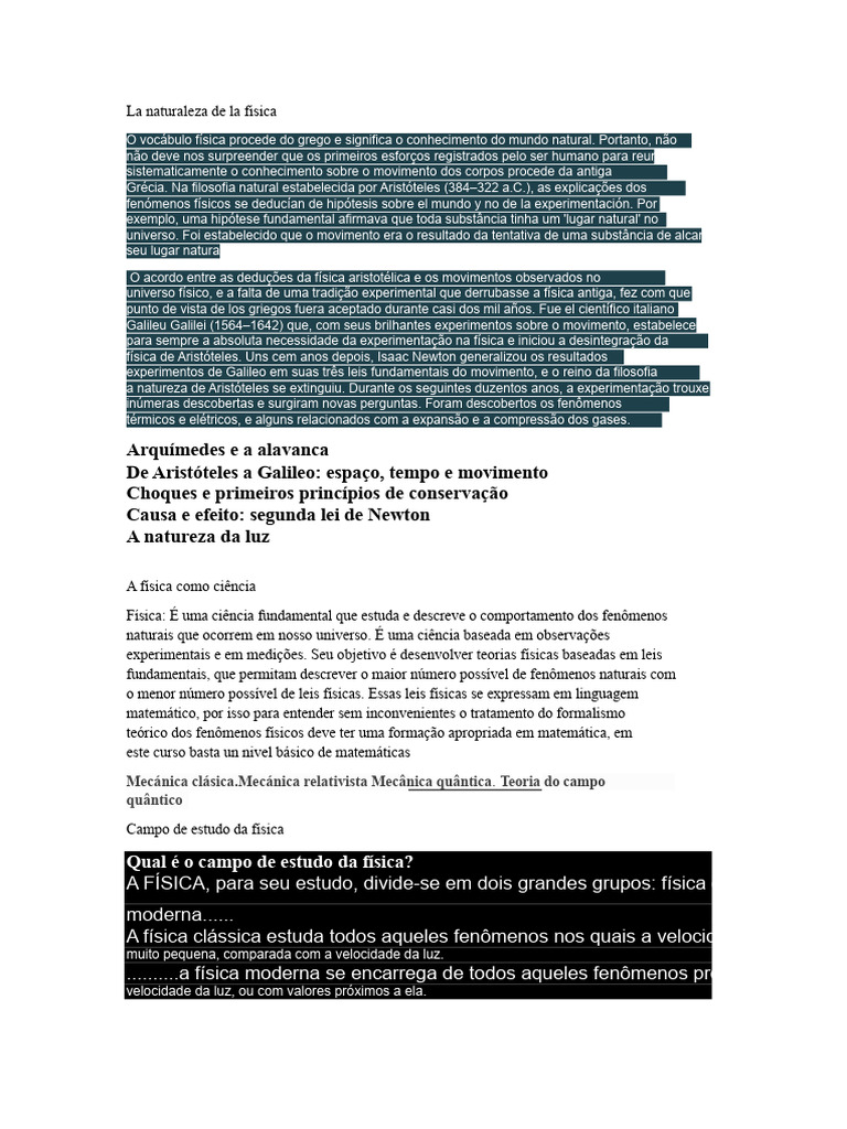 Introdução à Física: Conceitos e Ramos | PDF | Física | Sistema ...