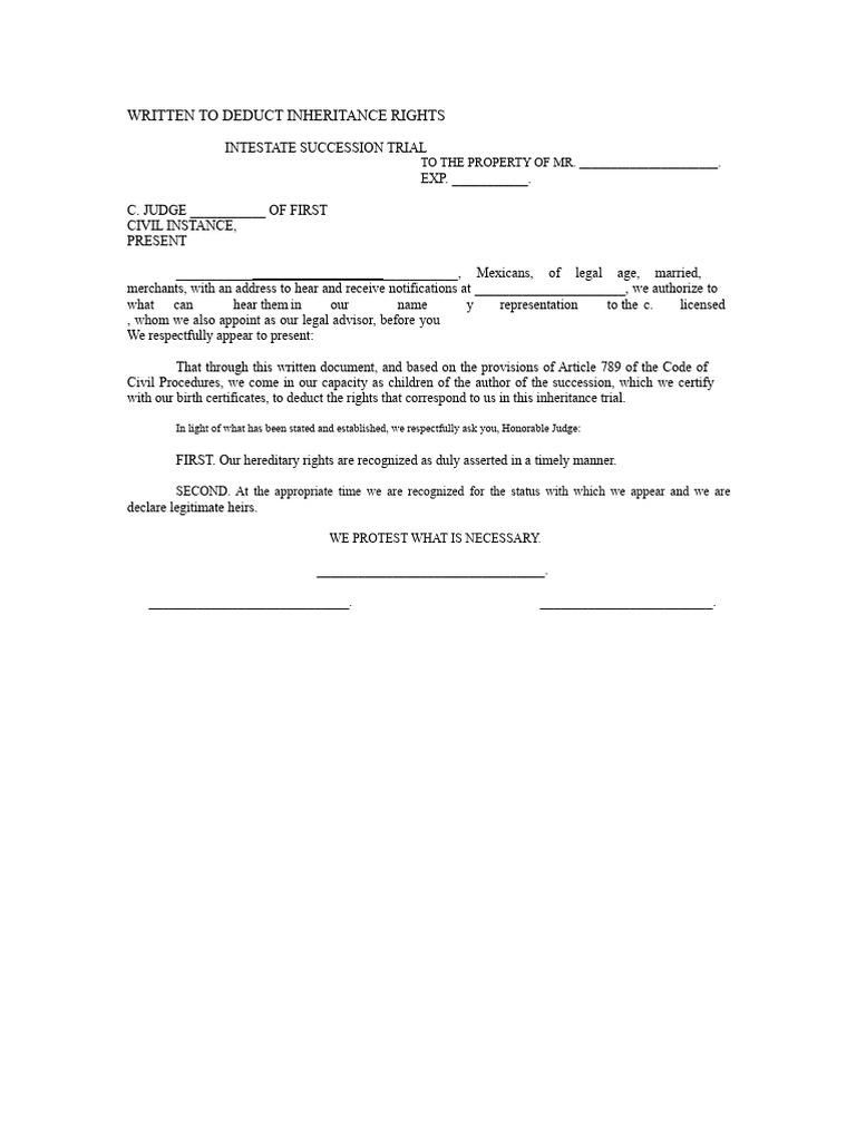 Inheritance Rights Deduction Document | PDF