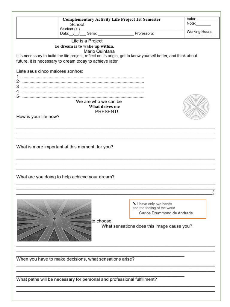 Life Project 1st Term Complementary Activity | PDF | Psychology ...