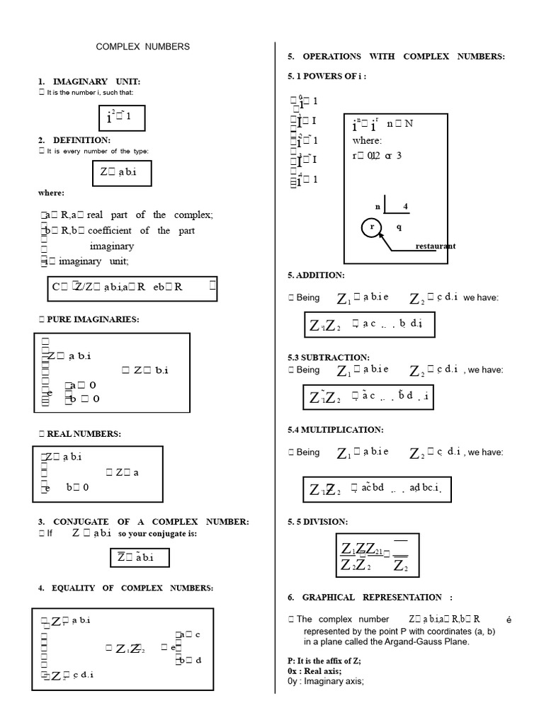 Operations with Complex Numbers Guide | PDF | Complex Number | Abstract ...