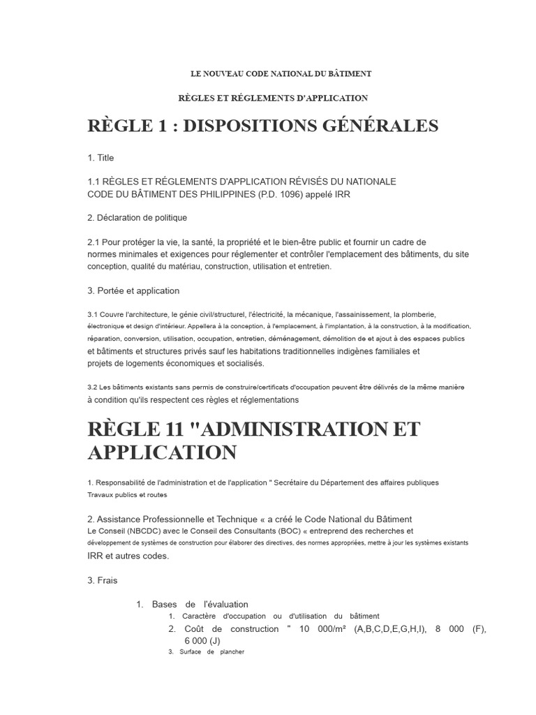 Le Nouveau Code National Du Bâtiment | PDF