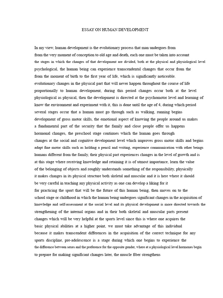 Essay On Human Development | PDF | Adolescence | Skeletal Muscle