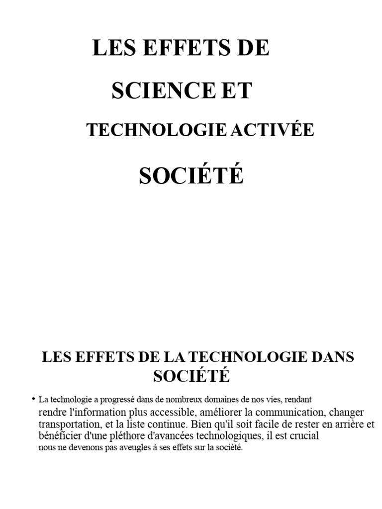 Impact de la science et technologie sur la société | PDF | Science ...