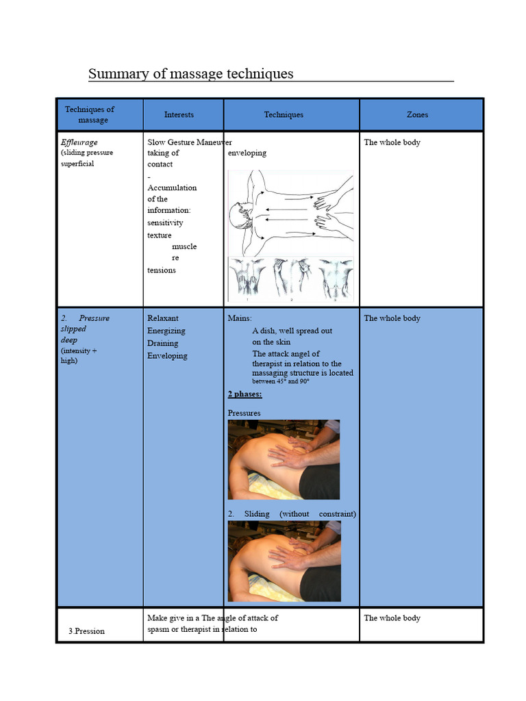Overview of Massage Techniques | PDF | Hand | Massage