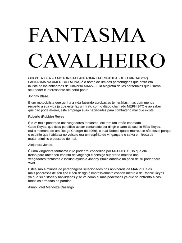 Personagens Poderosos do Ghost Rider | PDF