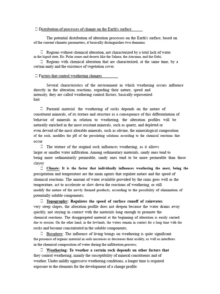 Distribution of Processes of Change On The Earth's Surface | PDF ...