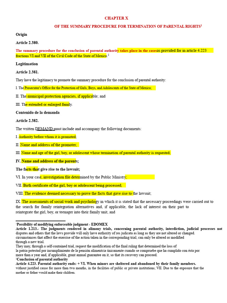 Termination of Parental Rights Procedure | PDF | Judgment (Law ...