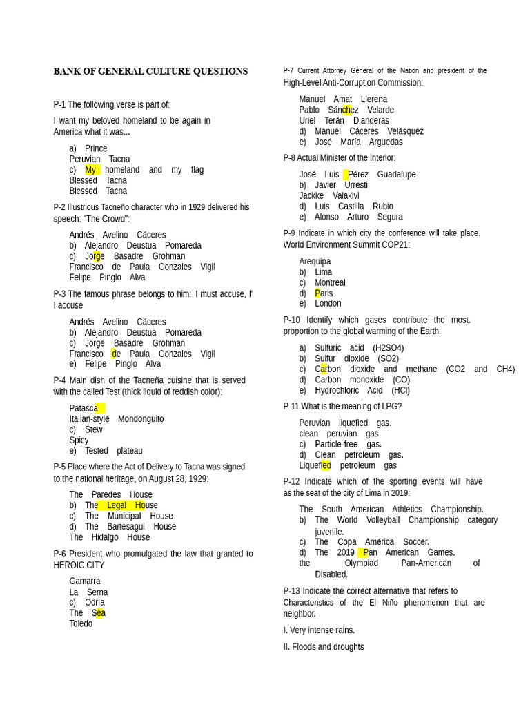 General Culture Quiz Questions | PDF | Liquefied Petroleum Gas