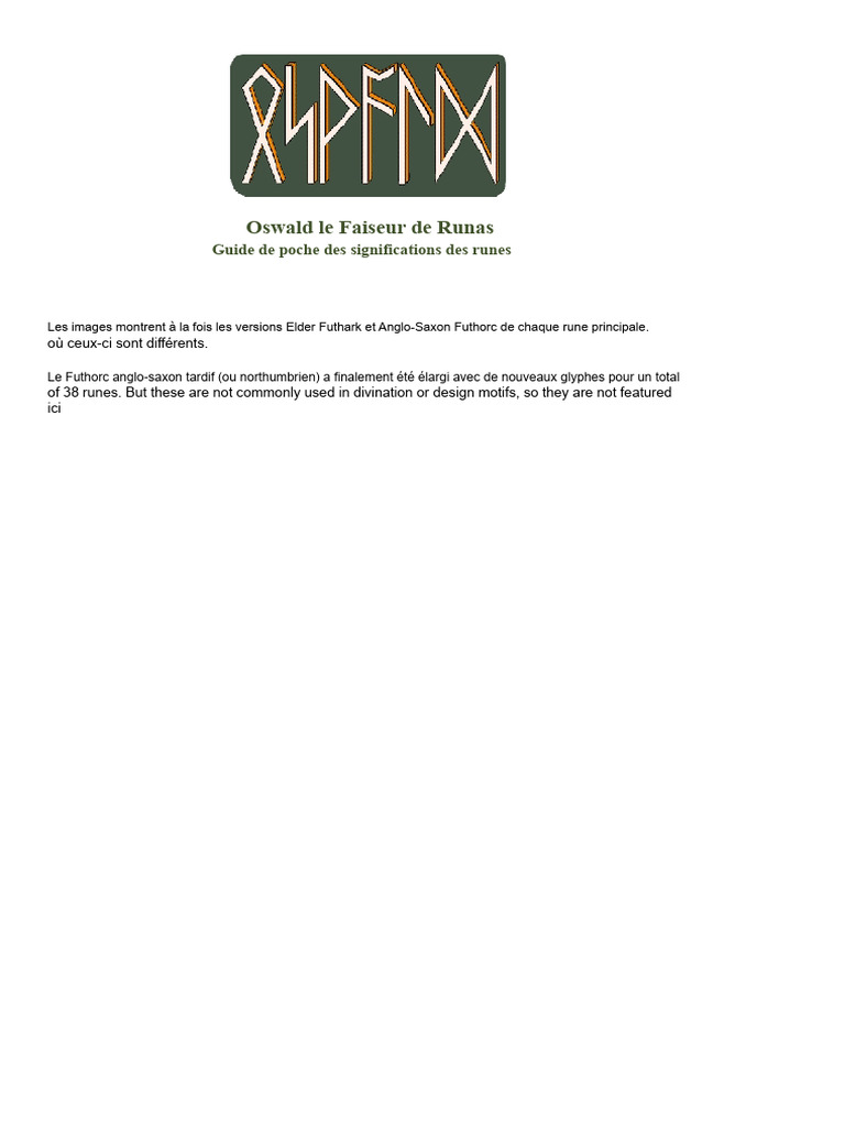 Significations des Runes : Guide Pratique | PDF | Thor | Rune