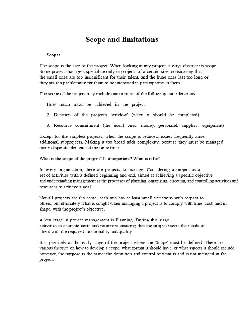 Understanding Project Scope and Limitations | PDF | Project Management