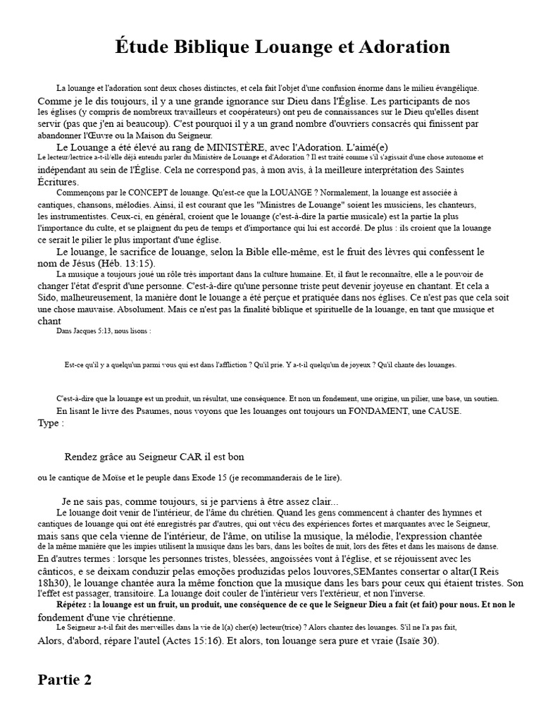 Distinction entre Louange et Adoration | PDF | Église chrétienne | Dieu
