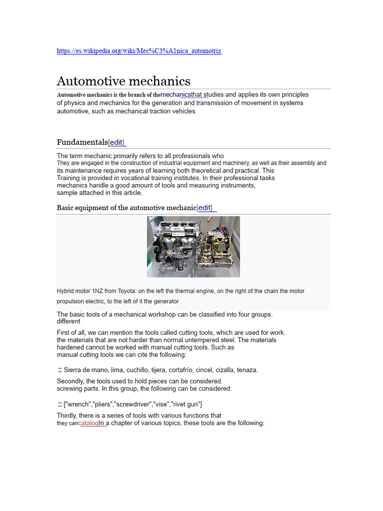 Automotive Mechanics Tools Overview | PDF | Screw | Drill