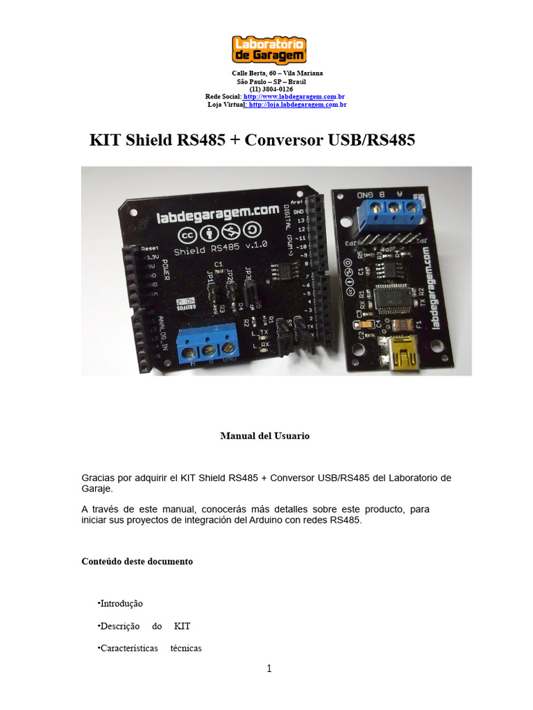 Manual del KIT Shield RS485 para Arduino | PDF | Ingenieria Eléctrica ...