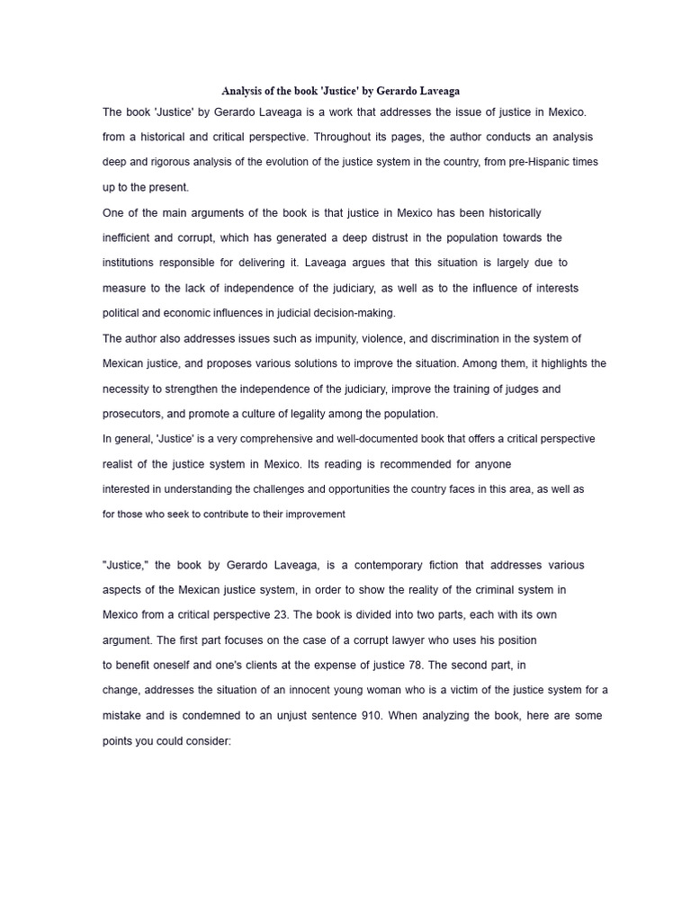 Analysis of Gerardo Laveaga's "Justice" | PDF | Justice | Crime & Violence