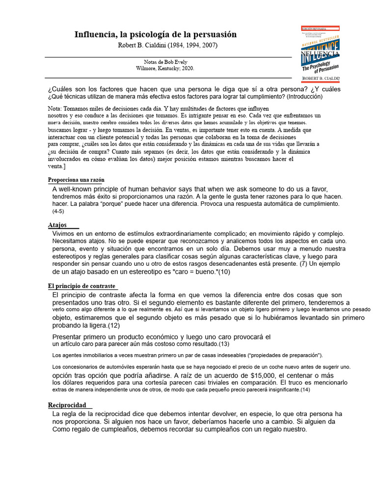 Psicología de la Persuasión en Ventas | PDF | Persuasión | Conceptos ...