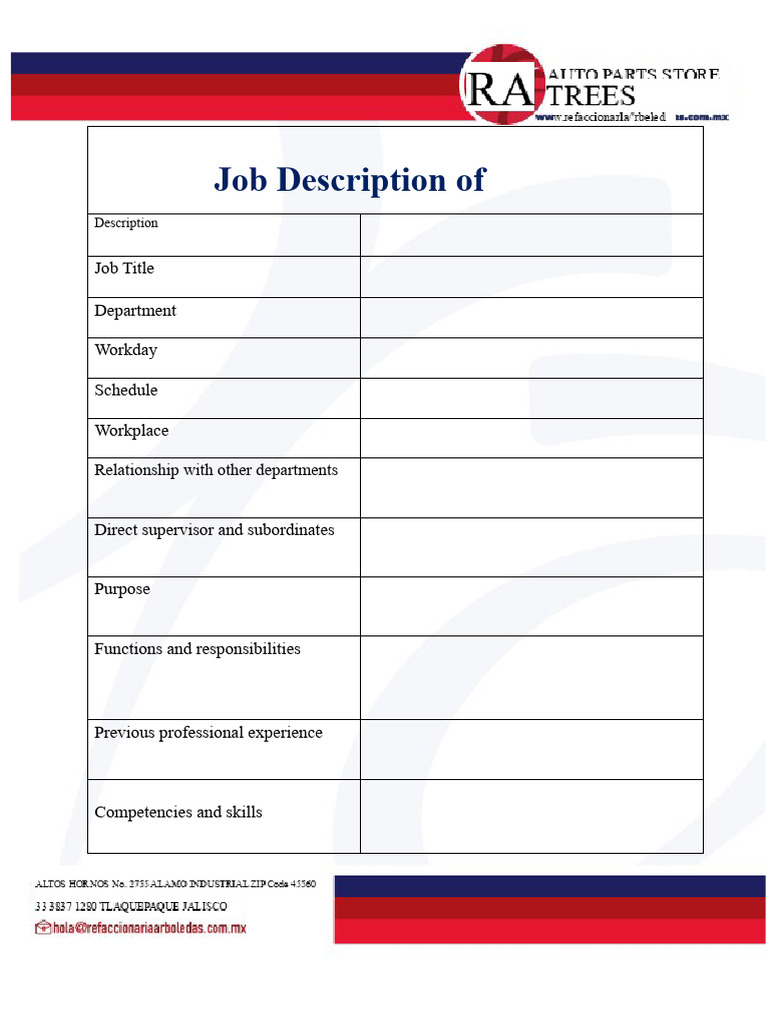 Comprehensive Job Description Template | PDF