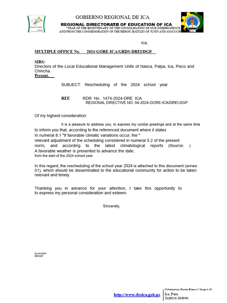 Multiple Office Rescheduling of The Year 2024 | PDF