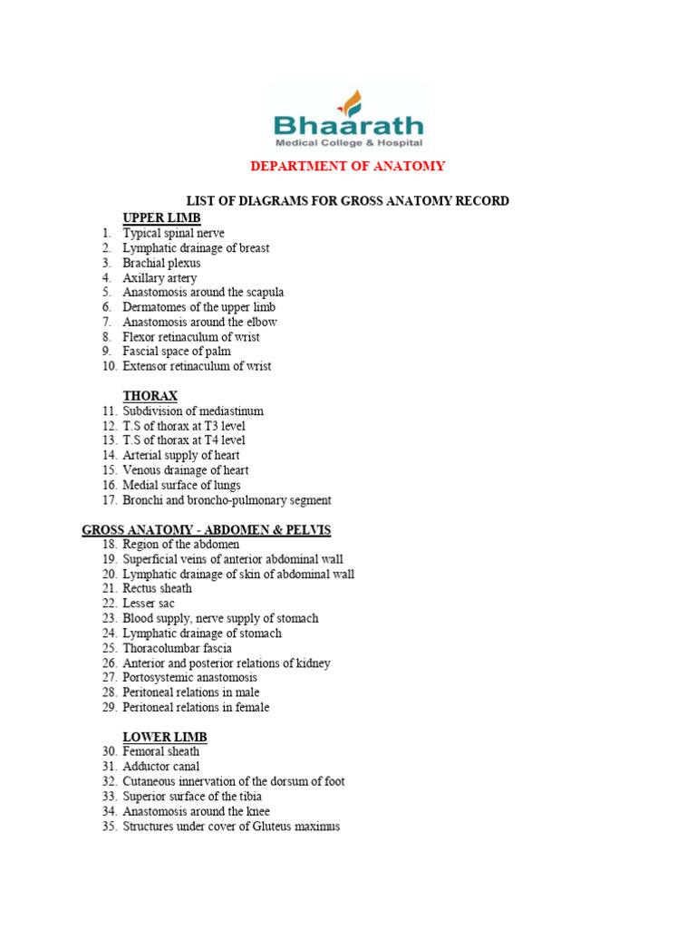 Gross and Histology Diagram List | PDF | Abdomen | Organ (Anatomy)