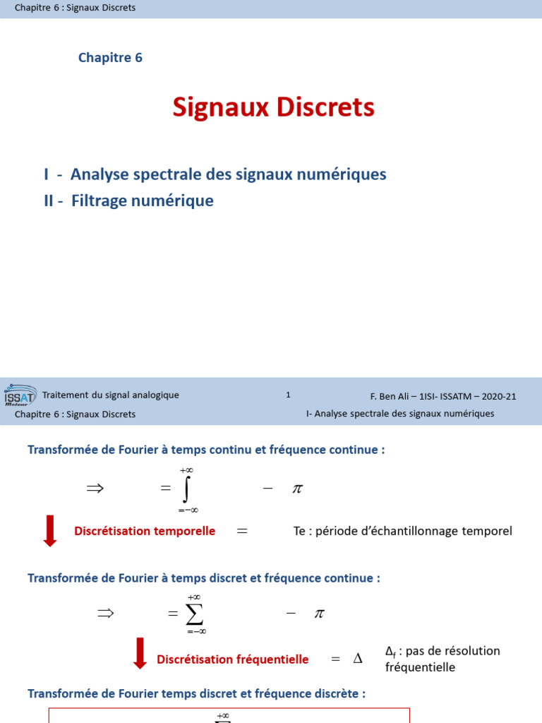 Analyse des Signaux Discrets et Filtrage | PDF | Filtre (électronique ...