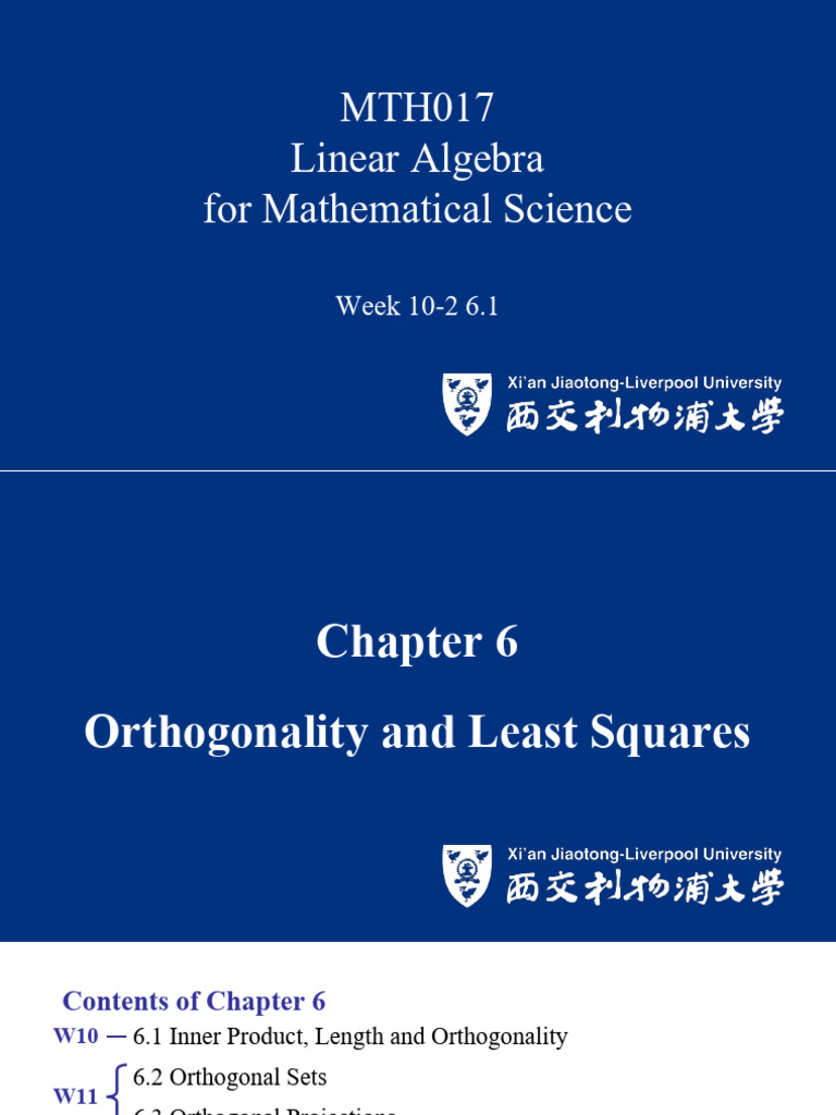 Orthogonality and Least Squares in Linear Algebra | PDF | Mathematical ...