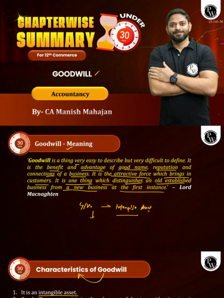 Goodwill: Summary Notes | PDF