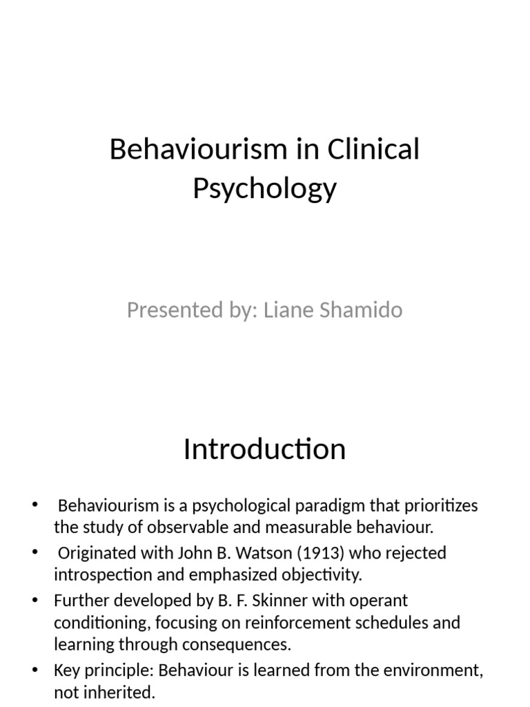 Behaviourism_Presentation_Detailed | PDF | Behaviorism | Cognitive ...