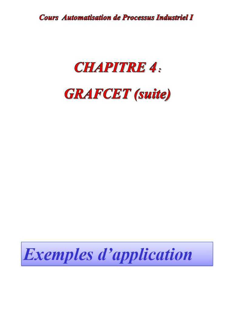 Exemples de GRAFCET en automatisation | PDF