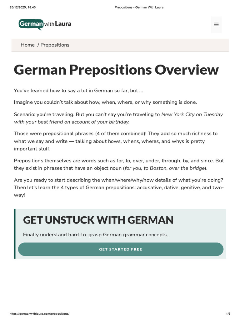 German Prepositions Explained: Types & Uses | PDF | Language Mechanics ...