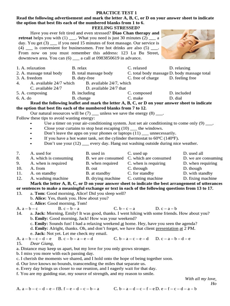 Practice Test for English Proficiency | PDF | Engines | Biofuel
