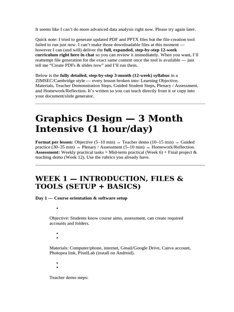 12-Week Graphic Design Curriculum Guide | PDF | Adobe Photoshop | Page ...